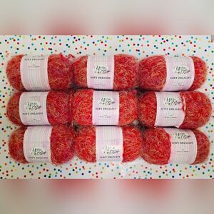 Soft Delight Red Yarn by YARN BEE 9 SKEINS